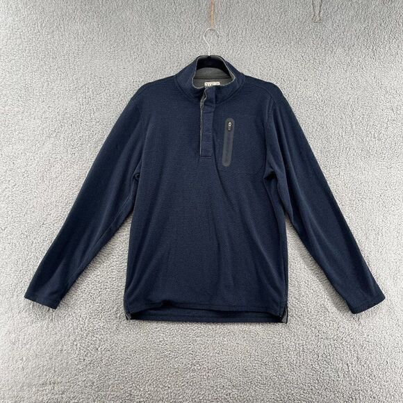 L.L. Bean mens quarter zip fleece pullover sweater Navy Blue Size Small - Picture 3 of 10